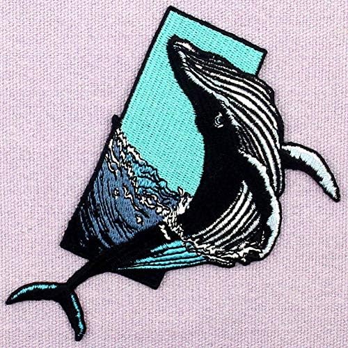 Hampback Кит Jump from Sea Patch Бродирана Апликация на Иконата на Желязо В Пришивной Эмблеме