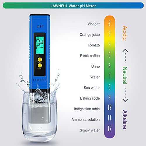 Измерване на pH на водата и TDS Метър, LAWNFUL pH и 3 в 1 TDS&EC Тестер за Разход на вода, ±0.01 pH Точност ±2% F. S Точност