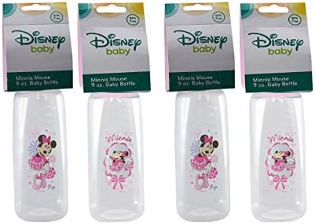 [4 опаковки] Детски бутилка Disney Baby Mickey или Minnie Mouse 9 грама, без BPA (Мини Маус (розово))