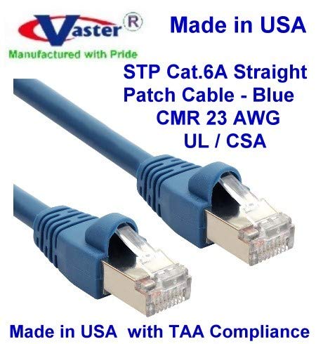 SuperEcable Made in USA – 60 Ft - STP основа cat6a Ethernet Patch Кабел – 23 AWG – UL CMR - Син