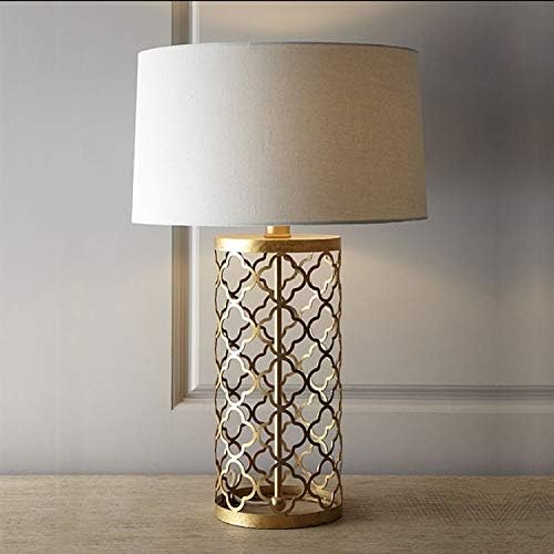 SPNEC Loft Modern Vintage Блясък Желязо Fabric Gold Edison Настолни лампи Промишлен Бар Кафе Прикроватное Четене на Домашен интериор Осветление (Размер : L)