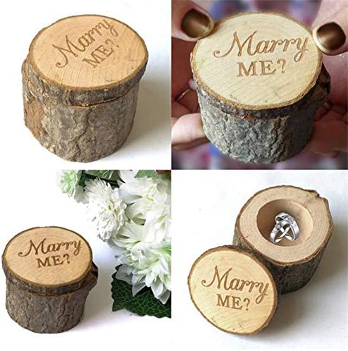 1 Бр Дървена Кутия за брачни халки, Селски Дървена Кутия за пръстените на Селски Кутия за годежни пръстени Реколта Кутия