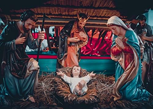 BELECO Мека Кърпа 5x3ft Коледни Ясли Сцена Фон за Снимки Исус Свята Нощ на Коледа Снимка Фон Коледен Портрет Photobooth