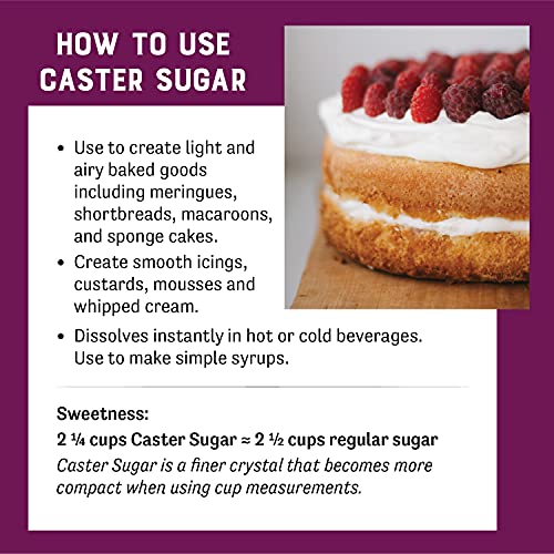 Judee's Superfine Caster Sugar 2.5 lb - Без ГМО - Без глутен и ядки - Също известен като Baker's Sugar - пече се