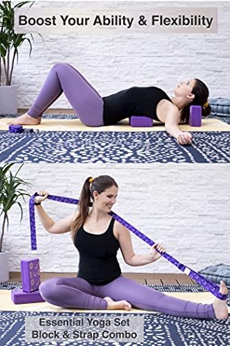 Уникален Wellness Yoga Block 2 Пакет с набор от колани (9x6x 4), с красив дизайн блок от пяна с висока плътност EVA за