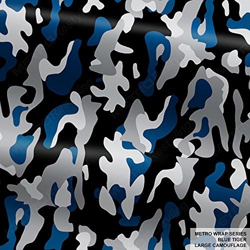 Метро Wrap Series Blue Tiger Large Camouflage 5ft x 1ft (5 sq/ft) Camo Рибка Car Wrap Film
