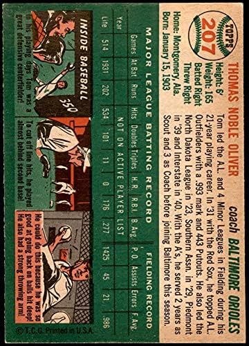 1954 Topps 207 на Том Oliver Baltimore Orioles (Бейзболна картичка) EX/MT Orioles
