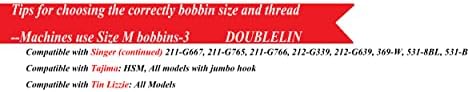 Prewound Bobbin, Размер M, M Стил, Черен, 75pcs per Box, Plastic Sided, 60S/2 Полиестер за бродерия, Doublelin, Fit Machine Using Size M Bobbin (60S2, черен)