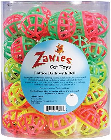 Zanies Пластмасови Latticework Топки Cat Toy Canister, 50-Pack