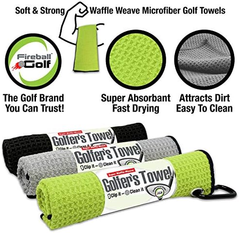 Fireball Golf Towel Gifts and Accessories Set (many colors) - 3 кърпи за голф, инструмент за голф divot, маркер топката