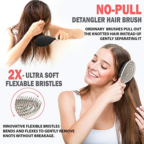 Fiora Naturals Hair Detangling Brush - Био-Friendly Detangler hair brush w/ Ultra-soft Bristles - Лесно се плъзга