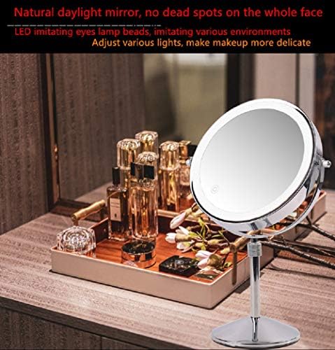 Atropos LED 8 инча 10-Кратно Увеличение на Перезаряжаемое Десктоп Двустранно Огледало За Грим Кръг Светлинен Десктоп Огледалото