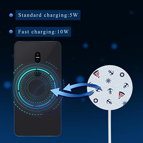 Ocean Anchor Sailboat Compass Qi-Certified Wireless Charger Protein Leather Surface Fast Charging 10W Max Fast Wireless Charging Pad