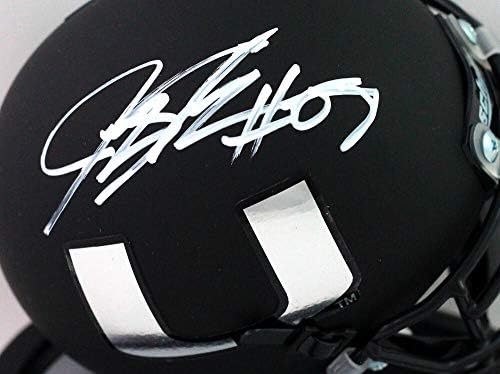 Jeremy Shockey Autographed Miami Hurricanes Schutt Mini Helmet -Beckett Witness White