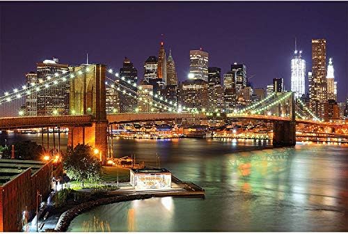 Бруклинския мост през нощта ? Ню Йорк Плакат Живопис Стенно изкуство, Начало Декор Стенно изкуство Маслена живопис изкуство