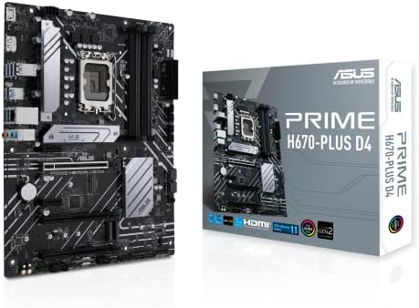 Дънна платка ASUS Prime H670-PLUS D4 LGA 1700(Intel 12th Gen) ATX (PCIe 4.0, DDR4,3xM.Слот 2, 2.5 Gb LAN, DP,HDMI, Aura Sync)