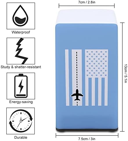 Самолет на Пилот на САЩ Американски Флаг Преносим Настолна Лампа Спалня Нощно Пътуване Warmging Подарък за Къмпинг/Бар/Офис/входни Антрета