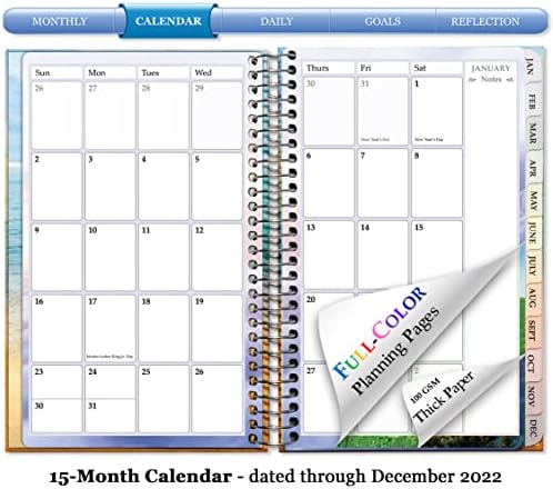 Tools4Wisdom 5x8 Твърди Корици 2022 Планер - 2022 Календар - 15 месеца - Цветни Месечни, Седмични и Дневни Страница Scheduler - 5x8HC - Животът е кратък