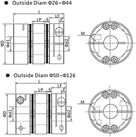 Основните калъфи за мобилни телефони на CNC Части на Съединителя 45 Стомана 8 Винт Двойна мембрана скоба серия Вал куплунг (вътрешен диаметър : GLB 56x64 (10 от 30))