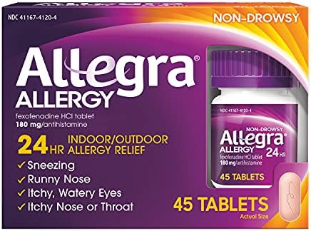 Allegra 24 Hour Allergy Relief, 45 ct, Дълъг бързо действащ Антигистаминный лекарство за значително облекчаване на симптомите