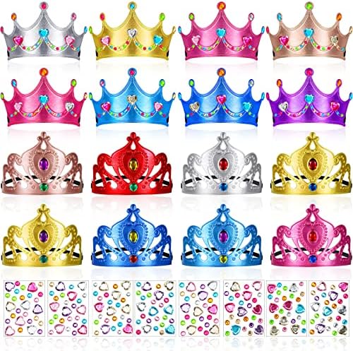 24 Бр. Пяна Принцеса Диадеми и Корони, Определени САМ Crystal Crown Диамант Стикер Принцеса, Крал, Короната на Детски