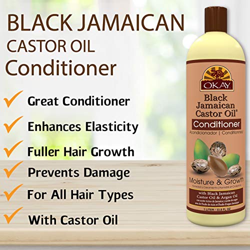 OKAY | Black автоматичен контрол и измерване Castor Oil Conditioner | За всички видове коса и текстура | Revive - Moisturize