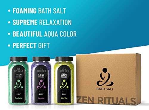Дзен Rituals Pure Минерали Sea Bath Salts Set for Relaxation with Premium Essential Oils Aromatherapy Lavender, Tea Tree