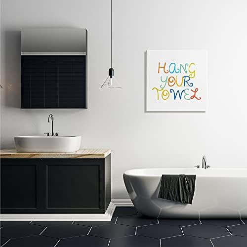 Stupell Industries Игриви правила детска баня Hang Your Towel Phrase, Designed by Daphne Polselli Платно Wall Art, 24