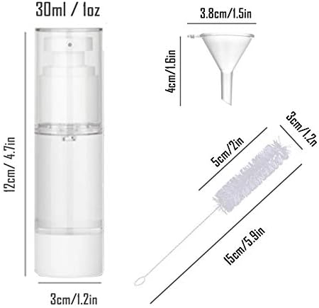 4бр 1Oz/30ml Стерилен безвоздушная прозрачна бутилка с помпа - за многократна употреба Козметичен контейнер & Фуния &