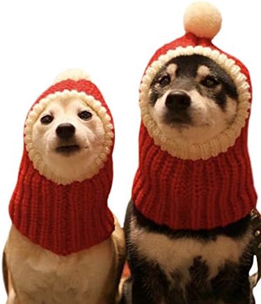 Гореща Разпродажба Забавна Коледна Шапчица За Кучета с Помпоном Вязаный на една Кука Снуд Очарователното Куче на Червена