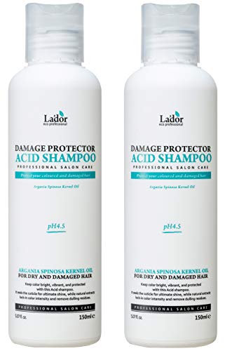 LA ' DOR Damage Protector Acid Shampoo (2x 5.07 fl.oz.) - Киселите формула 4.5 pH баланс на рН на косата и скалпа, помага за неутрализиране на алкални рН от оцветители и избелване