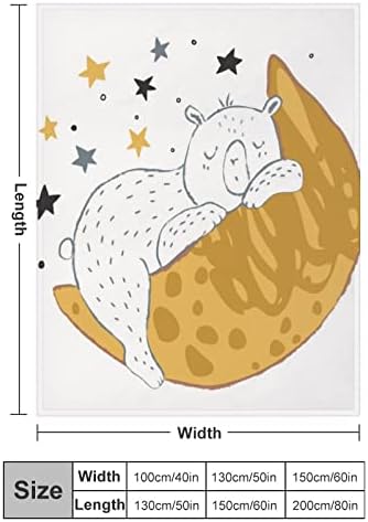 Akdeps Сладко Little Bear Sleeping on Crescent Moon Skin-Friendly Blanket Lightweight Cozy Хвърли Blanket for Adults and
