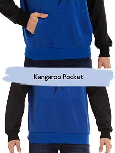 MAGCOMSEN Мъжки Активни Качулки Color Block Качулки Kanga Джобен Спортен Пуловер Стилни Блузи за Бягане