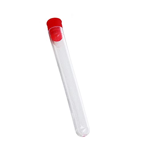 Aicosineg 200 бр Прозрачни Пластмасови Шишенца с Червени Капачки 13x100 мм Мини-Тръби за Мъниста Проба Мая Проба Лаборатория