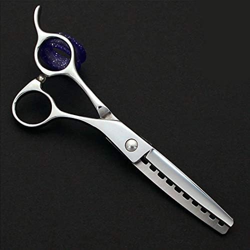 Ножица За Подстригване на коса 6-инчов Професионални Фризьорски салон Фризьорски салон Ножица, Ножица за Изтъняване на Рога Широки зъби (Цвят : сребрист)