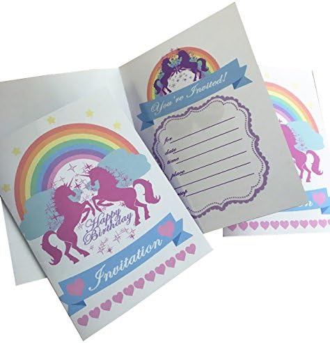 Парти Декор Unicorn Happy Birthday Invitations Pack of 15 With Пликове Са подходящи за парти по случай рожден ден или