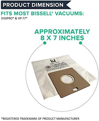 Изключително важно Vacuum Replacement Вакуумни торби са Съвместими с Bissell DigiPro Vacuums Bag Part - Подходящ за VP-77 Power Partner и кутийки модели 6900, 67E2, 6594, 6594F - За подробности 32115 - Bulk (10 Pack)