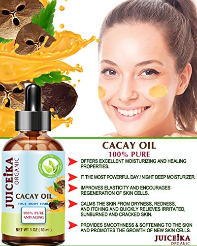 CACAY OIL Pure Natural Virgin Unrefined Anti Aging Anti Wrinkle with natural Retinol, Vitamin A, E for FACE, HAIR,