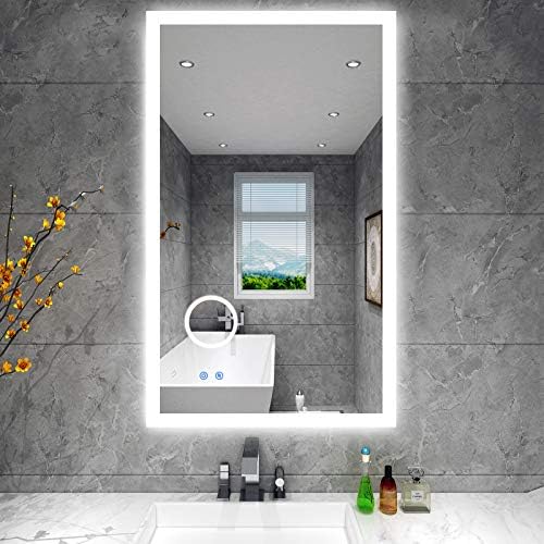 BBE LED Осветен Bathroom Mirror Makeup Anti-Fog Mirror with 3 Times Magnifier Dimmable Light Touch Switch Wall Mounted