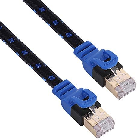 Ethernet кабел, Cat7 Двойно екраниран Плосък кабел Ethernet, 10GB Ултра-високоскоростна Стабилен сигнал мрежа LAN кабел,