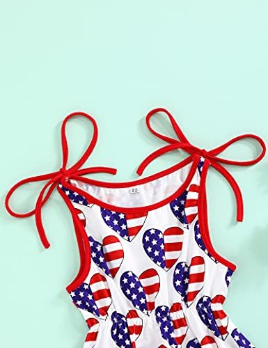 itkidboy 4th of July Дрехи за Малките Момичета Американския Флаг на Звезди Шарени Рокля Без ръкави Прашка Пола с Волани Съоръжения