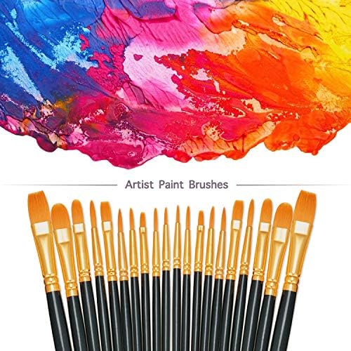 BOSOBO Paint Brushes Set, 2 Pack 20 Pcs Round Pointed Съвет Paintbrushes Nylon Hair Artist Acrylic Paint Brushes for Oil, Acrylic Watercolor, Face маникюр, Miniature Detailing & Rock Живопис, Black