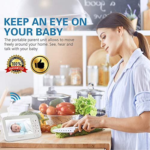 5 HD Baby Monitor, Babysense Видео Бебе Монитор с камера и аудио, Два HD-камера с дистанционно управление на PTZ, диапазон