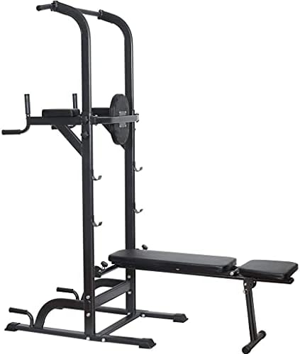 LVLONG Power Tower with Bench Home Multi Gym Bar Dip Station, Multifunctional Body Building Power Station, Strength Training