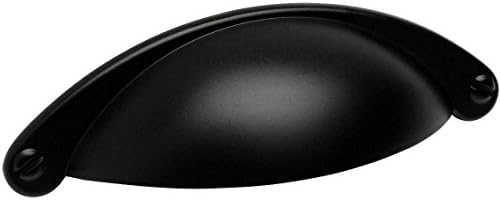 Cosmas 4198FB Flat Black Cabinet Hardware Bin Cup Drawer Handle Pull - 2-1/2 Inch (64mm) Hole Centers