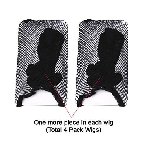 (4 опаковки) Luxxii - Weaving Перука Caps for Women Nylon Net Mesh Stretch Еластични (черен)