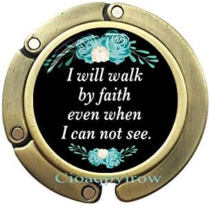 Аз ще ходя чрез вяра в Чантата си Кука,Библейски Стих Кука дамска Чанта КукаАз ще ходя с вяра,дори когато не виждам, Вярата