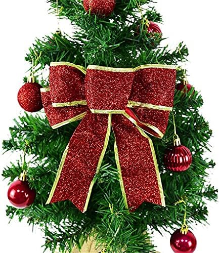 UXZDX CUJUX 1бр ръчно изработени Блясък на Ленти Лук Bowknots за Украса на Коледната Елха на Коледа САМ Спад украшение (цвят : A размер показва)
