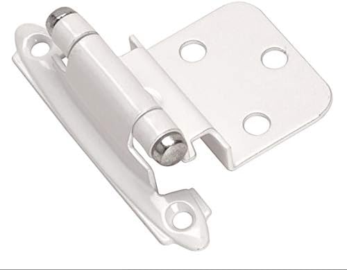 Amerock BP7128W-XCP2 Face Mount Self-Closing Cabinet Hinge for Kitchen and Cabinet Hardware 3/8 Inset White - Pack of 2