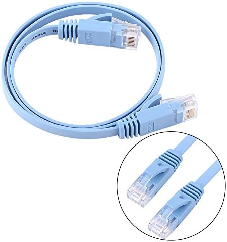 fosa Cat 6 Плосък Ethernet Кабел, Тънък Дълъг Компютър LAN Интернет Мрежов Кабел, Fast Ethernet UTP Пач кабел син Цвят с части за свързване Snagless Rj-45 (6,5 фута (2 метра))